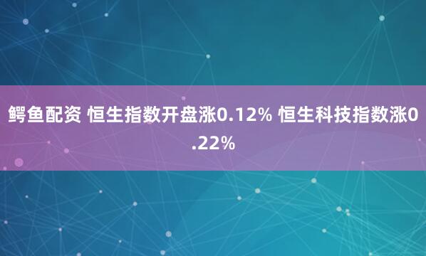 鳄鱼配资 恒生指数开盘涨0.12% 恒生科技指数涨0.22%